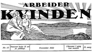 faksimile av Arbeiderkvinden November 1922. Illustrert med tegning av to kvinner på et svaberg skuende mot soloppgangen.