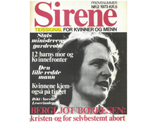Forsiden på blad med svart-hvitt bilde av kvinne 