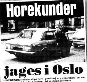 Forside av klassekampen med bilde av en bil, hvor det står "Horekunder jages i Oslo" 